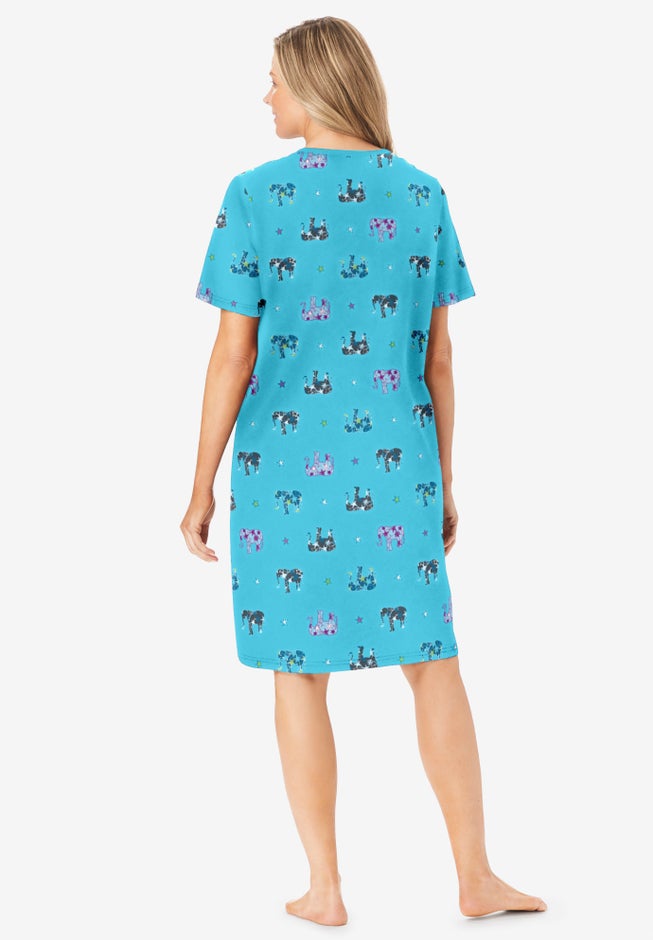 V-Neck Short Sleeve Knee-Length Cotton Sleepshirt image number 1
