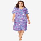 V-NECK SHORT SLEEVE KNEE-LENGTH COTTON SLEEPSHIRT image number null