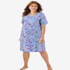 V-Neck Short Sleeve Knee-Length Cotton Sleepshirt image number null