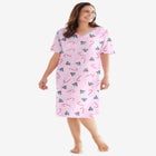 V-NECK SHORT SLEEVE KNEE-LENGTH COTTON SLEEPSHIRT image number null