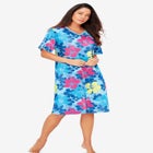 V-Neck Short Sleeve Knee-Length Cotton Sleepshirt image number null