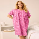 V-Neck Short Sleeve Knee-Length Cotton Sleepshirt image number null