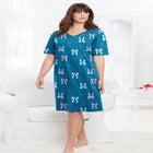 V-Neck Short Sleeve Knee-Length Cotton Sleepshirt image number 0