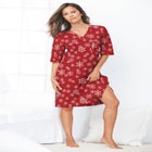 V-Neck Short Sleeve Knee-Length Cotton Sleepshirt image number null