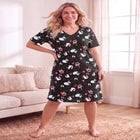 V-Neck Short Sleeve Knee-Length Cotton Sleepshirt image number 0
