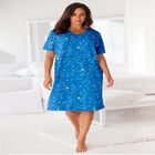 V-Neck Short Sleeve Knee-Length Cotton Sleepshirt image number null