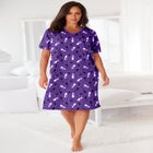 V-Neck Short Sleeve Knee-Length Cotton Sleepshirt image number null
