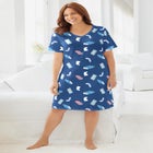V-Neck Short Sleeve Knee-Length Cotton Sleepshirt image number null