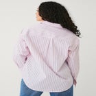 Cotton Stretch Button Front Oversized Shirt image number null