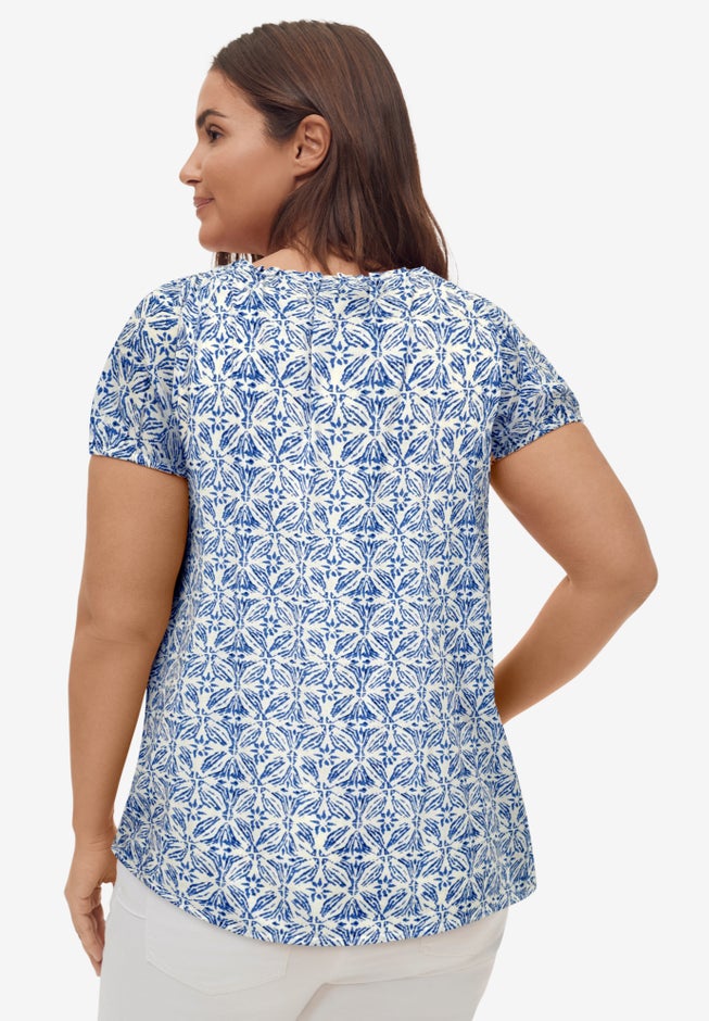 Keyhole Neckline Peasant Blouse image number 1