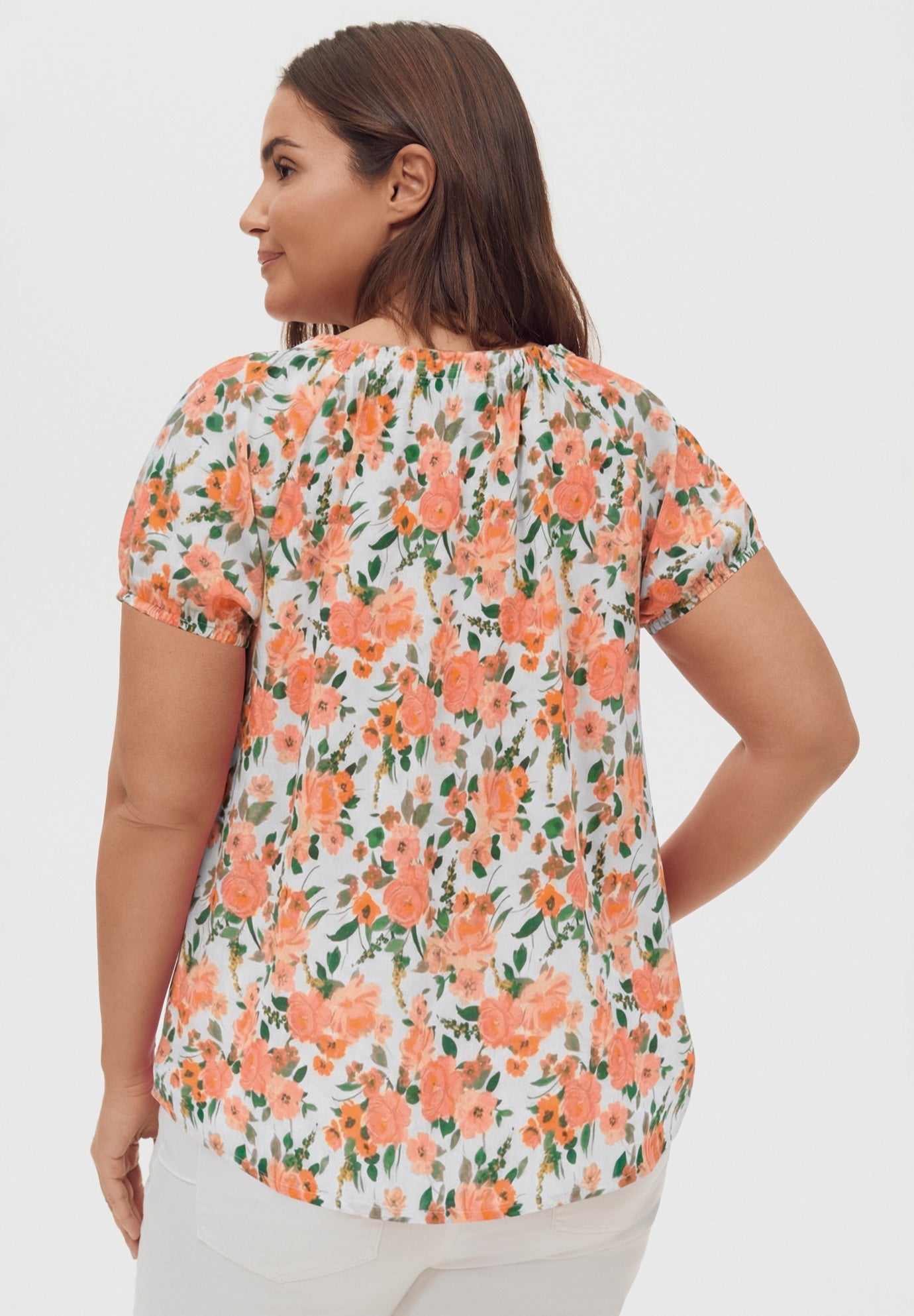 Keyhole Neckline Peasant Blouse image number 1