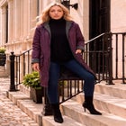 Plus Size Knee Length Hooded Nylon Jacket image number 0