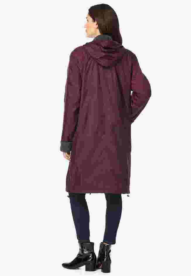 Hooded Long Nylon Jacket with Fleece Lining image number 1