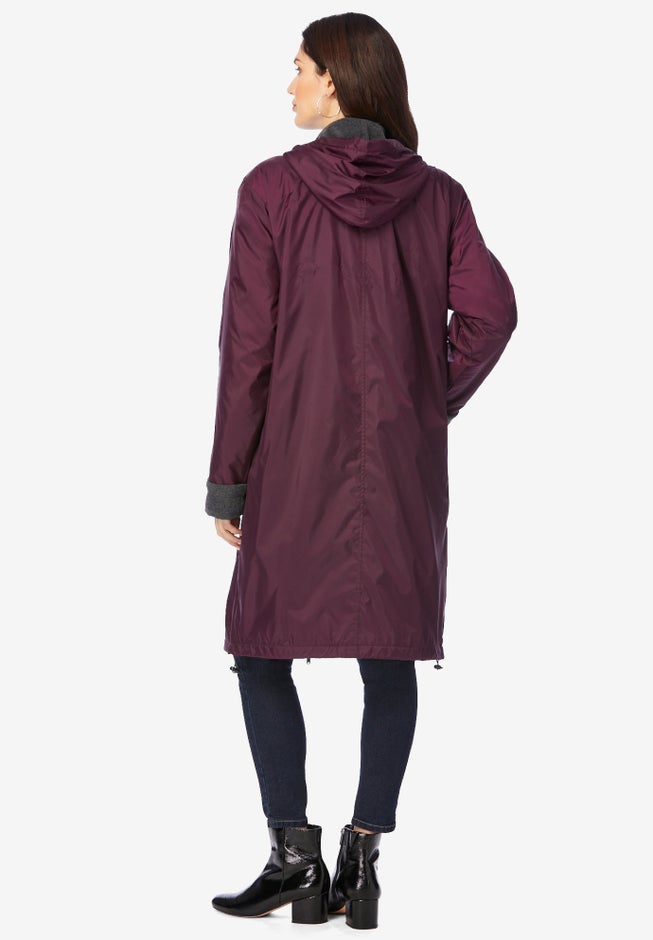 Plus Size Knee Length Hooded Nylon Jacket image number 2