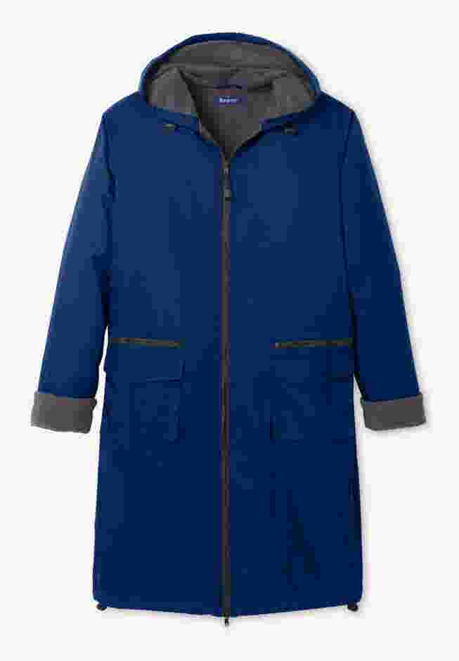 Hooded Long Nylon Jacket with Fleece Lining image number 4