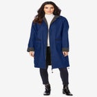 Plus Size Knee Length Hooded Nylon Jacket image number null
