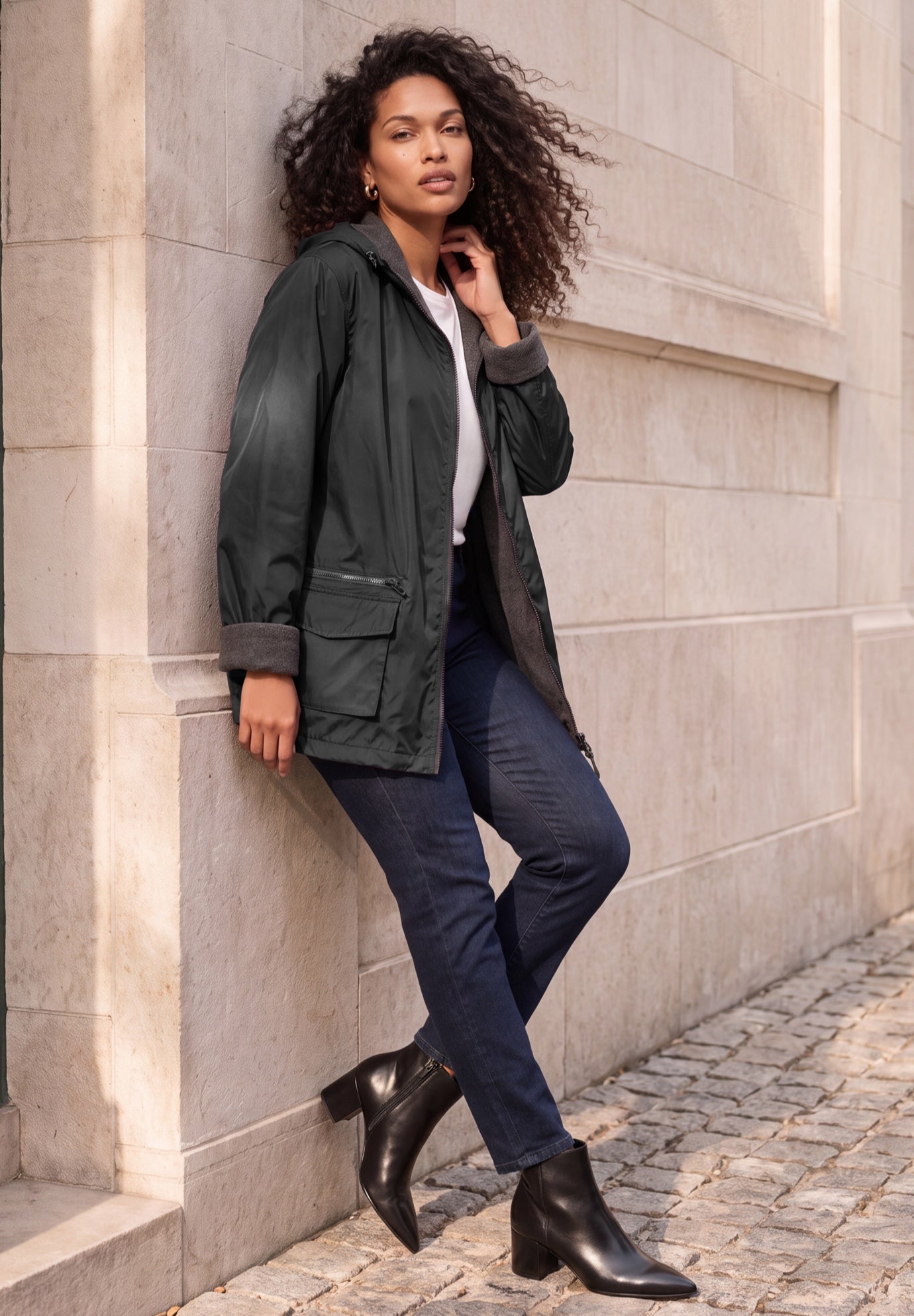 Plus Size Hooded Nylon Jacket image number 0