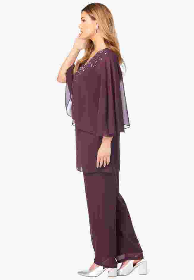 Embellished Capelet Pant Set image number 2