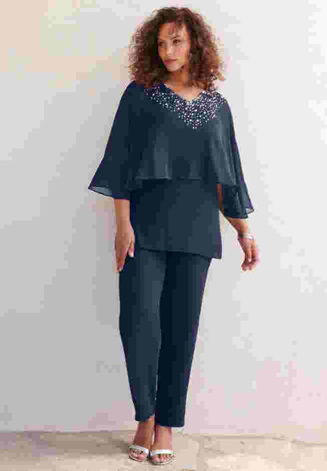 Embellished Capelet Pant Set image number 3