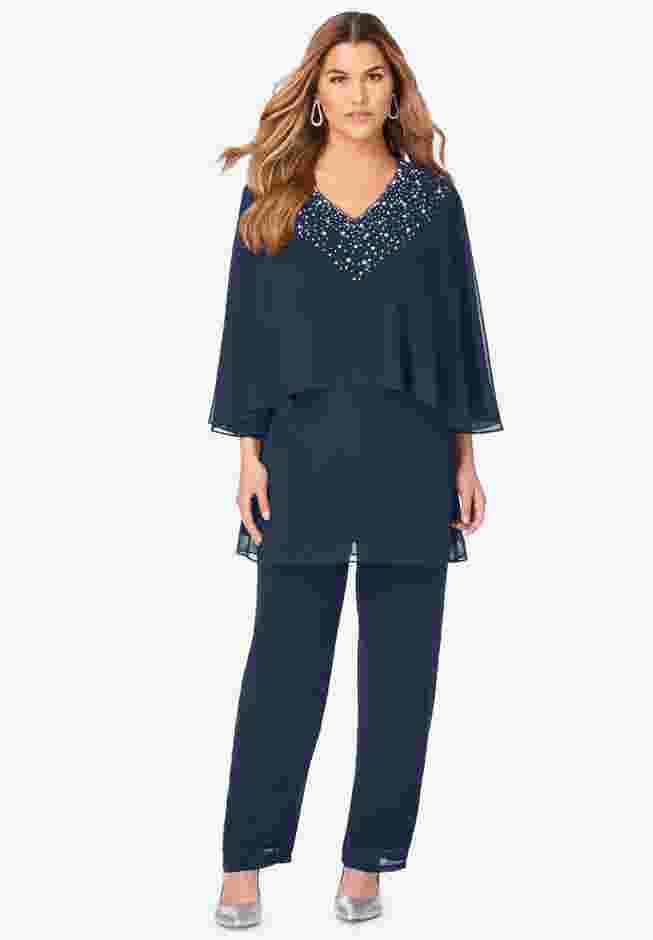 Embellished Capelet Pant Set image number 0