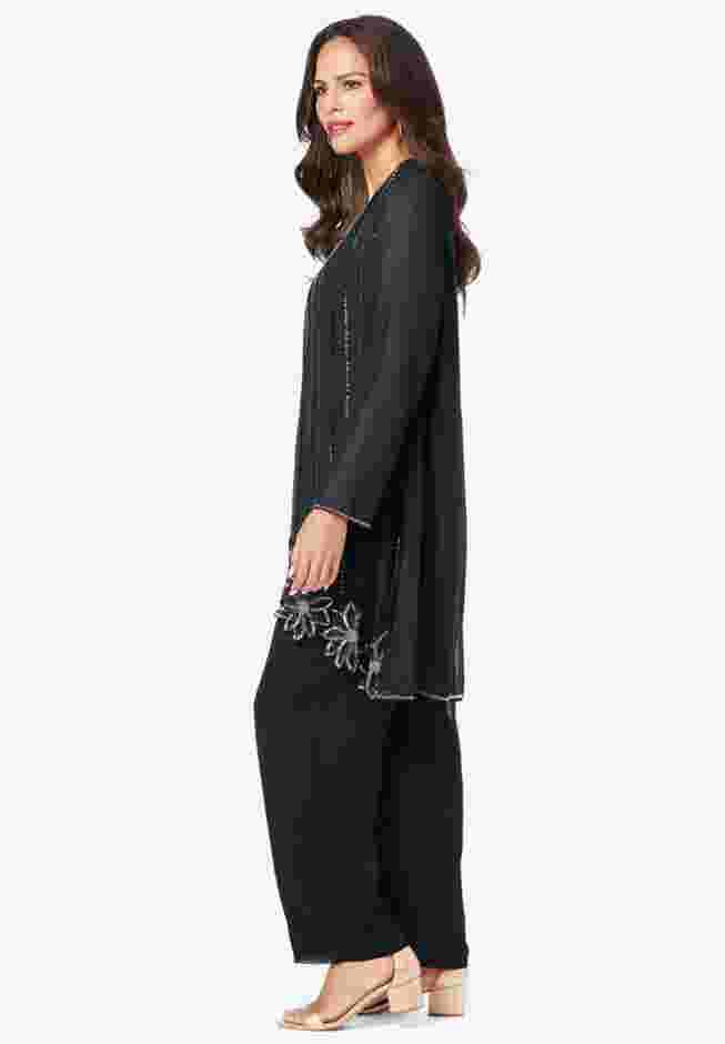 Floral Beaded Pant Set image number 3