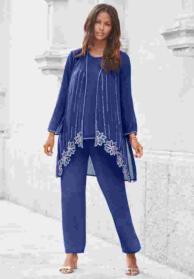 Floral Beaded Pant Set image number 2