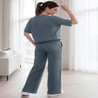 French Terry Wide Leg Sweatpants With Drawstring Elastic Waistband image number null