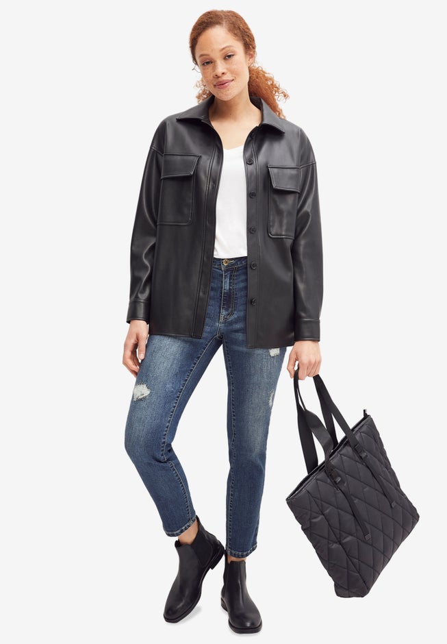Faux Leather Shirt Jacket image number null