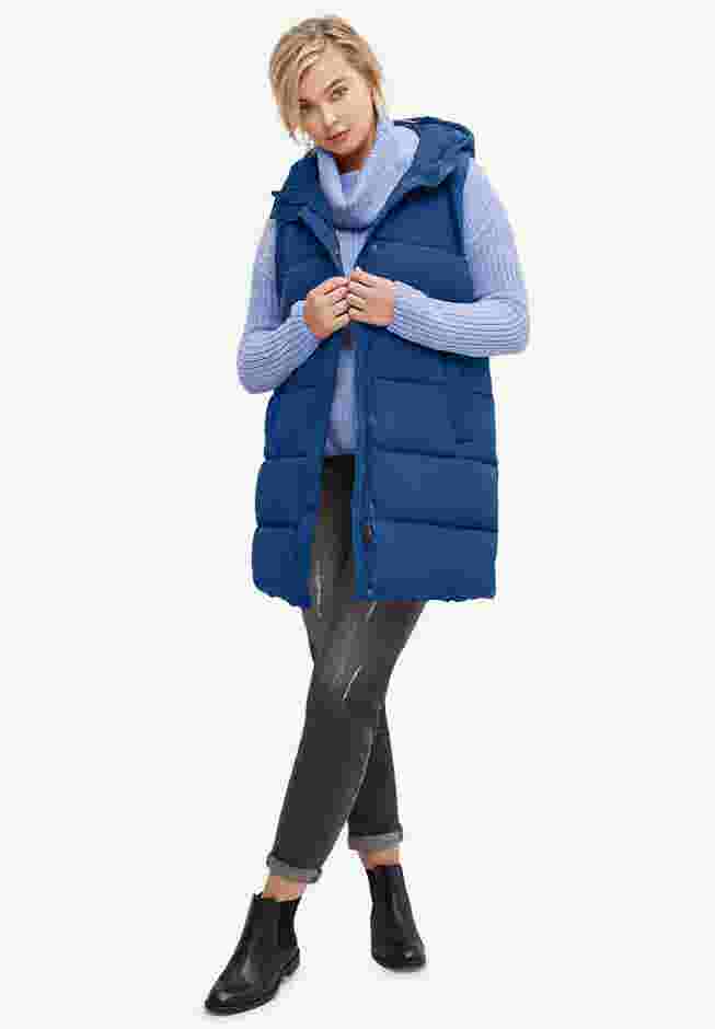 Long Hooded Puffer Vest image number 0
