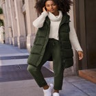 Long Hooded Puffer Vest image number null