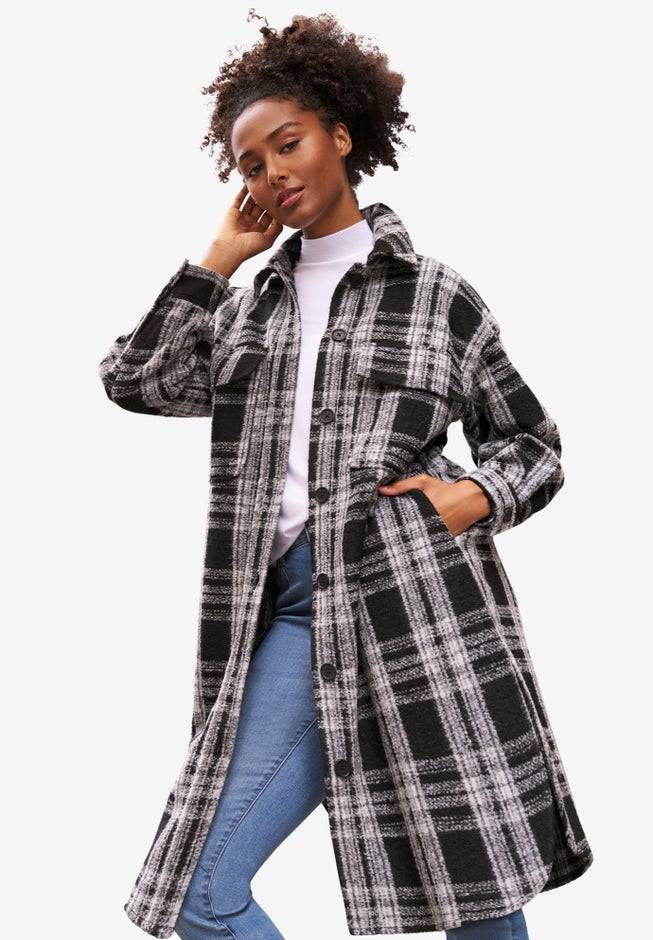 Wool Blend Long Shirt Jacket image number 1