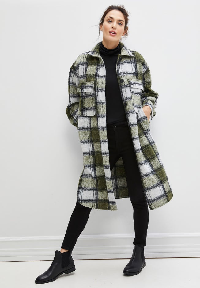 Wool Blend Long Shirt Jacket image number 3