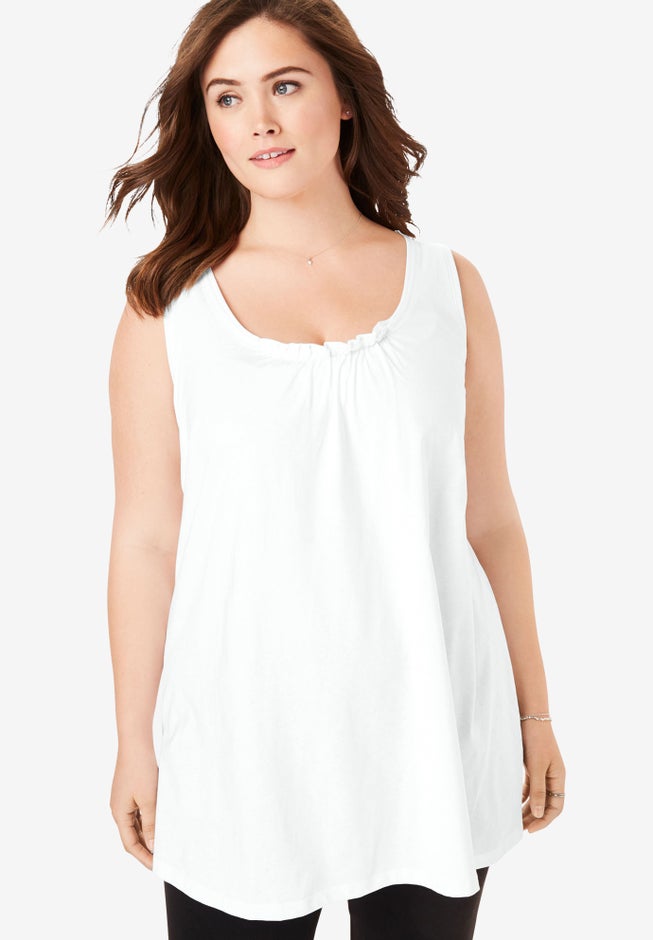Perfect Sleeveless Shirred U-Neck Tunic image number 4