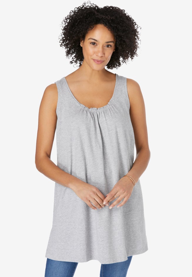 Perfect Sleeveless Shirred U-Neck Tunic image number 5