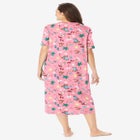 V-Neck Short Sleeve Midi Cotton Sleep Shirt image number null