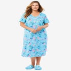 V-Neck Short Sleeve Midi Cotton Sleep Shirt image number null