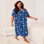 V-Neck Short Sleeve Midi Cotton Sleep Shirt image number null
