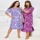 V-Neck Short Sleeve Midi Cotton Sleep Shirt image number null