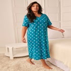 V-Neck Short Sleeve Midi Cotton Sleep Shirt image number null