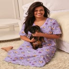 V-Neck Short Sleeve Midi Cotton Sleep Shirt image number null