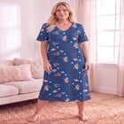 V-Neck Short Sleeve Midi Cotton Sleep Shirt image number 0