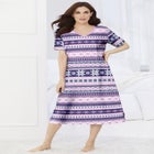 V-Neck Short Sleeve Midi Cotton Sleep Shirt image number 0