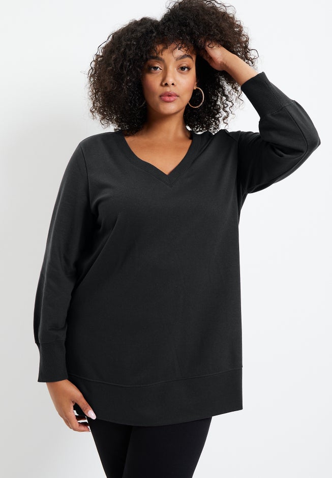 V-Neck French Terry Sweatshirt image number 3