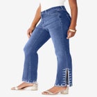 Plus Size Invisible Stretch® Rhinestone-Detail Split Flare-Leg Jean image number null