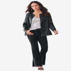 Plus Size Invisible Stretch® Rhinestone-Detail Split Flare-Leg Jean image number null