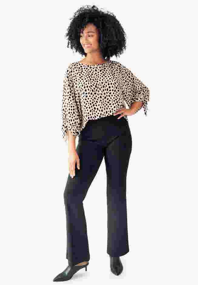 Stretch Bootcut Pants With Side Zip image number 3