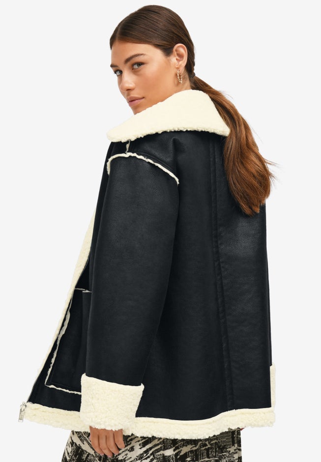 Reversible Faux Suede Sherpa Jacket image number 2