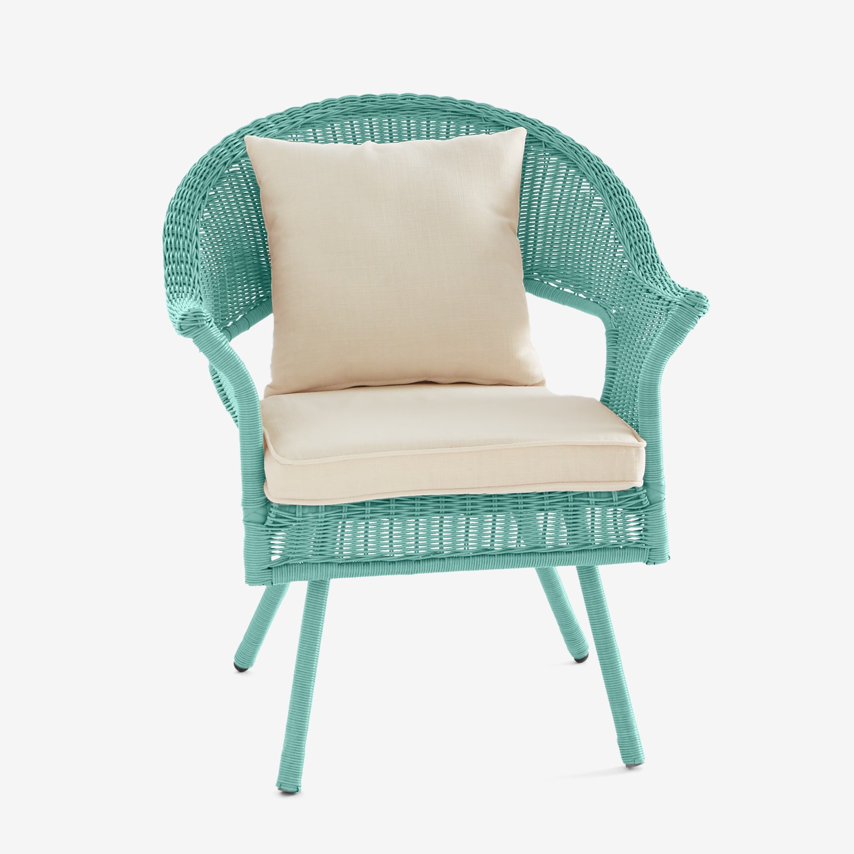 Roma Hand-Woven Resin Wicker Stacking Chair with Toss Pillow & Seat Cushion image number 0