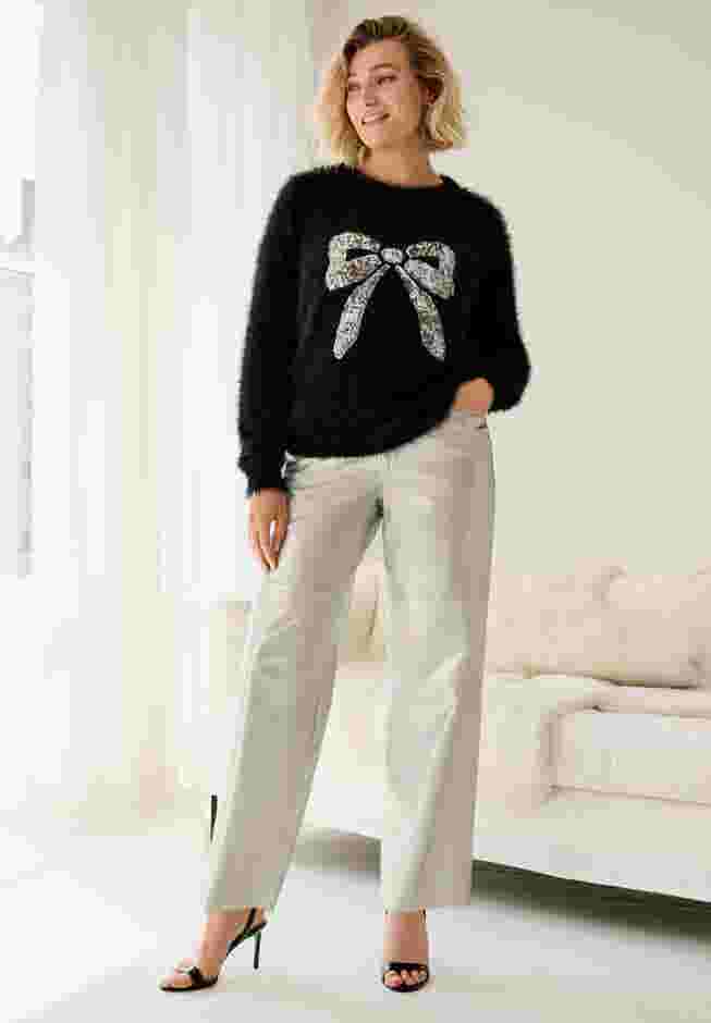 Embellished Eyelash Pullover Sweater image number 0