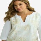 Linen V-Neck Embroidered Tunic image number null